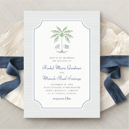 Nautical Palm Tree Minimalistisch Preppy Wedding Einladung