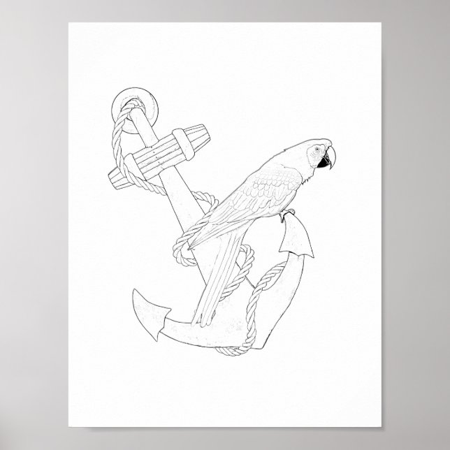 Nautical Parrot Aduloring Poster (Vorne)