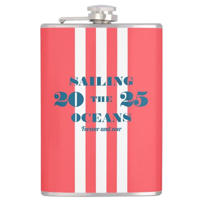 Nautical Party Vinyl Wrapped Flask Flachmann (Vorderseite)
