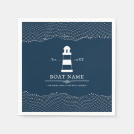 Nautical Personalisiert Blue Leuchtturm Boat Napki Serviette