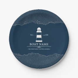 Nautical Personalisiert Blue Leuchtturm Name des S Pappteller