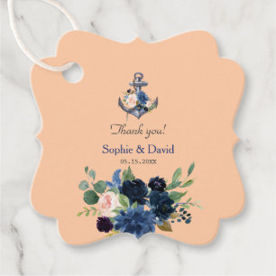 Nautical Pink Blue Floral Peach Anchor Hochzeit Geschenkanhänger