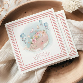 Nautical Pink Whale Jellyfish Girl Baby Dusche Serviette