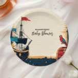 Nautical Pirate Baby Dusche Pappteller<br><div class="desc">Fügen Sie Ihrer Babydusche eine Touch maritimer Magie mit unseren Ahoy It's a Boy Pirate Ship Nautical Paper Teller hinzu! Diese reizvollen Teller zeichnen sich durch ein charmantes Piratenschiff-Design, nautische Details wie Anker und Wellen und eine spielerische "Ahoy It’s a Boy"-Botschaft aus. Sie sind perfekt für Vorspeisen, Desserts oder Vollmahlzeiten...</div>