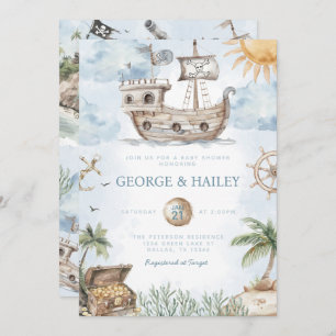 Nautical Pirate Baby Shower Einladung