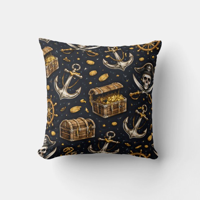 Nautical Pirate Pattern Pillow Kissen (Vorderseite)