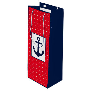 Nautical Polka Dots   Rot Geschenktüte Für Weinflaschen