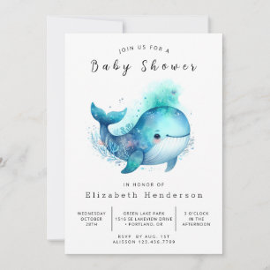 Nautical Printable Whale Baby Dusche Einladung
