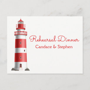 Nautical Probe Dinner Lighthouse Beach Wedding Einladungspostkarte