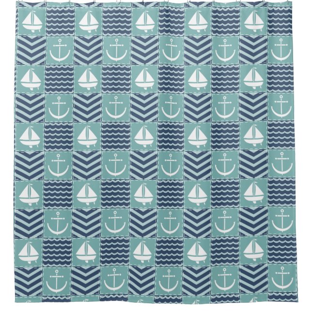 Nautical Quilt Duschvorhang (Vorderseite)