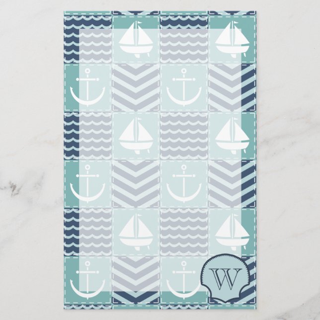 Nautical Quilt Stationery Briefpapier (Vorderseite)