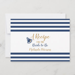 Nautical Recipe Card Navy & Gold