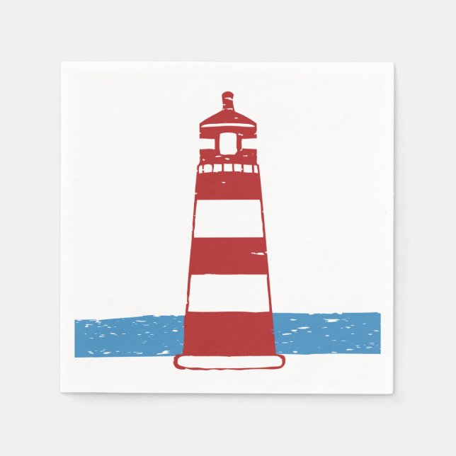 Nautical Red Lighthouse Blue Ocean Wedge / Party Serviette (Vorderseite)