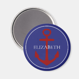 Nautical Red White and Blue Anchor Personalisiert Magnet