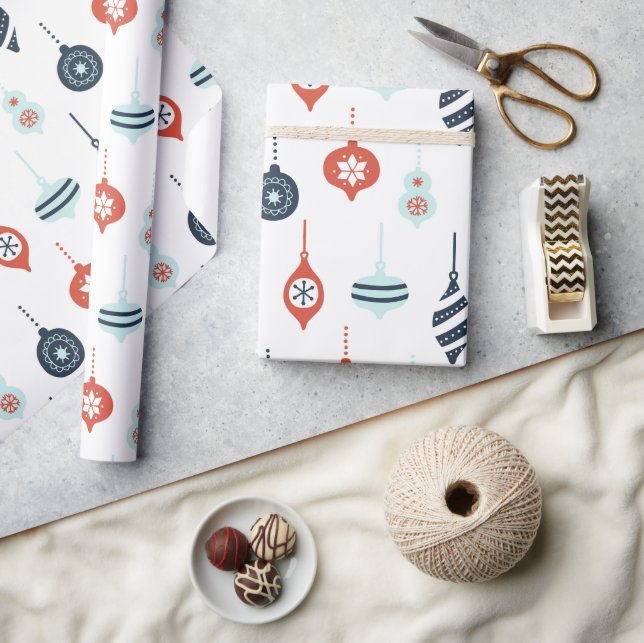 Nautical Red White Blue Weihnachtsdekorationen Geschenkpapier (Kunsthandwerk)