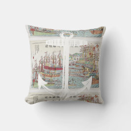 Nautical Red Yellow Blue Anchor Tall Ships Kissen