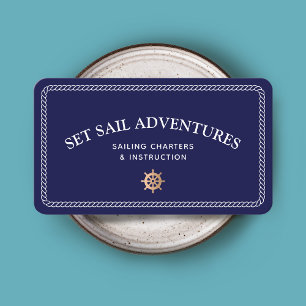 Nautical Rope Gold Ship Wheel Business Card Visitenkarte