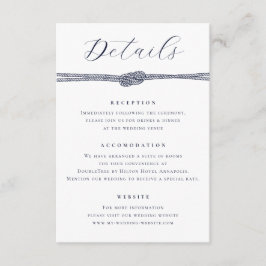 Nautical Rope Knot Elegante Details Hochzeit Begleitkarte