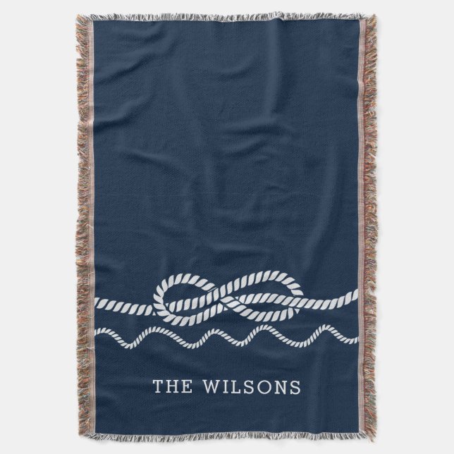 Nautical Rope Knot Personalized Throw Blanket Decke (Vorderseite Vertikal)