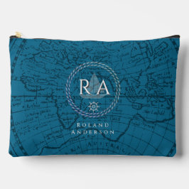 Nautical Rope Monogram Map Blue Zubehörtasche