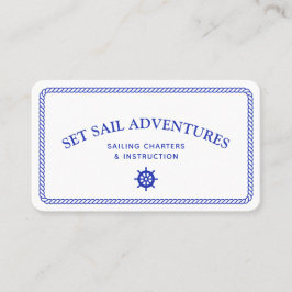 Nautical Rope Segelschiff Helm Navy White Visitenkarte