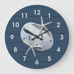 Nautical Rustic Sand Dollar Starfish Wall Clock Große Wanduhr