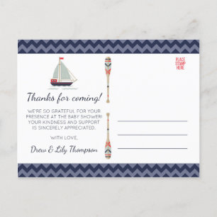 Nautical Sailboat Ahoy Baby Boy Dusche Vielen Dank Postkarte