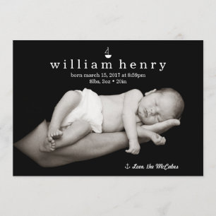 Nautical Sailboat and Anchor Geburtsankündigung Ankündigung