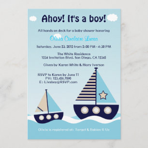 Nautical Sailboat Baby Boy Baby Dusche Einladung