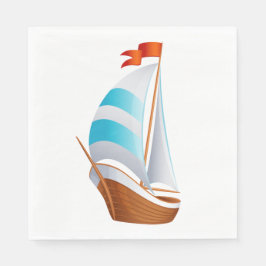 Nautical Sailboat Blue Turquoise - Ocean Beach Serviette