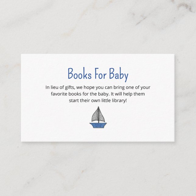 Nautical Sailboat Books Request Baby Shower Begleitkarte (Vorderseite)