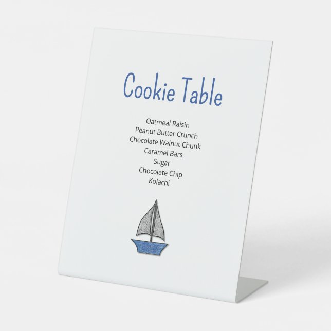 Nautical Sailboat Cookie Table Boy Baby Shower  Sockelschild (Vorderseite)