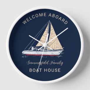 Nautical Sailboat Family Vacation Beach House Uhr
