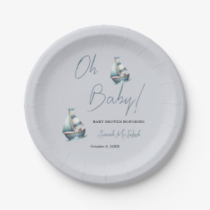 Nautical Sailboat Kinderdusche Einladung Pappteller