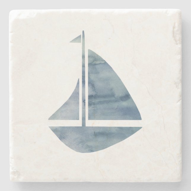 Nautical Sailboat Marble Stone Untersetzer (Vorderseite)