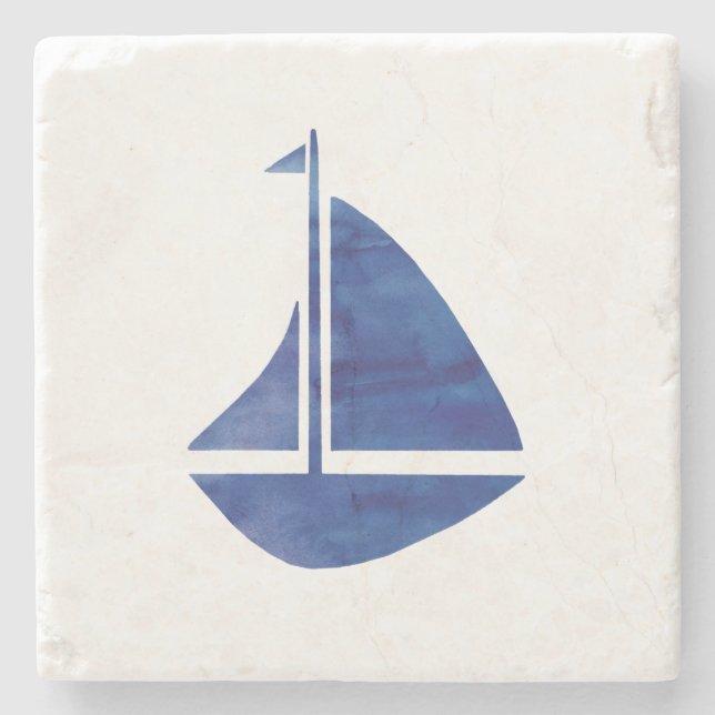 Nautical Sailboat Marble Stone Untersetzer (Vorderseite)