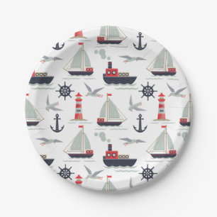 Nautical Sailboat Sailor Baby Boy Dusche Party Pappteller