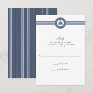 Nautical Sailboat Stripe Blue Wedding RSVP Karte