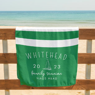 Nautical Sailboat Stripe Kelly Green Monogram Strandtuch