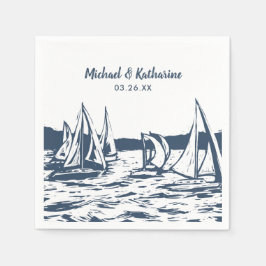 Nautical Sailboat Wedding Napkin Serviette