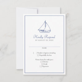 Nautical Sailboat Wedding RSVP Karte