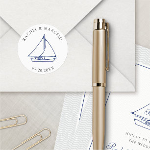 Nautical Sailboat Wedding Runder Aufkleber