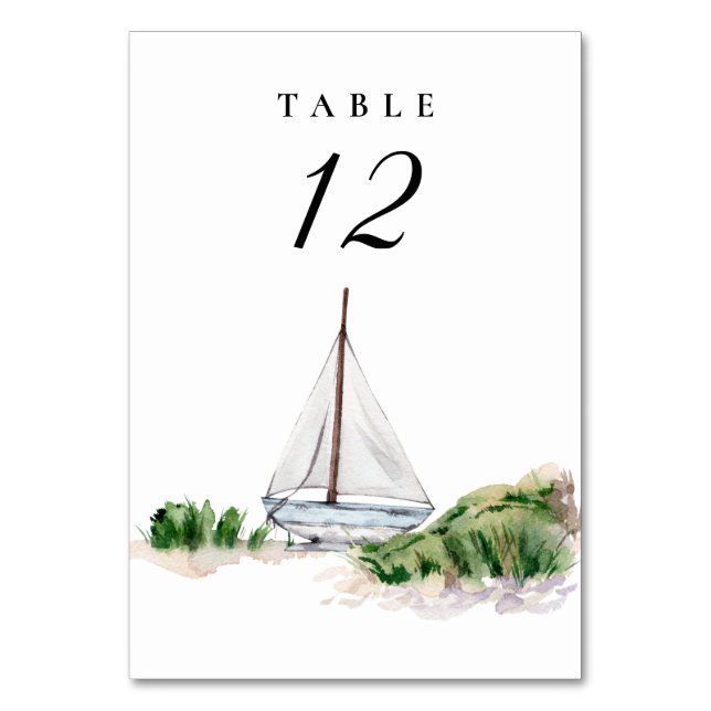 Nautical Sailboat Wedding Tischnummer (Vorderseite)