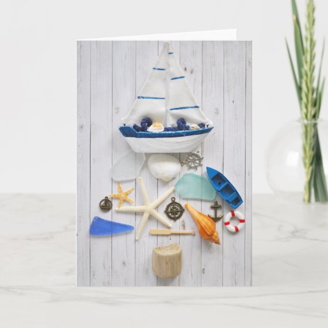 Nautical Sailboat Weihnachtsbaum Urlaub Karte (Vorderseite)