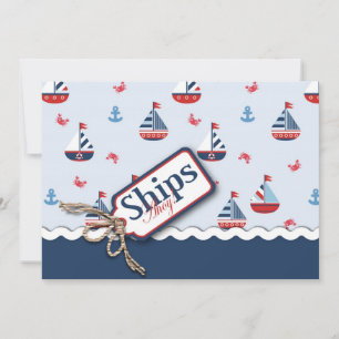 Nautical Sailboats Kinderdusche Einladungen
