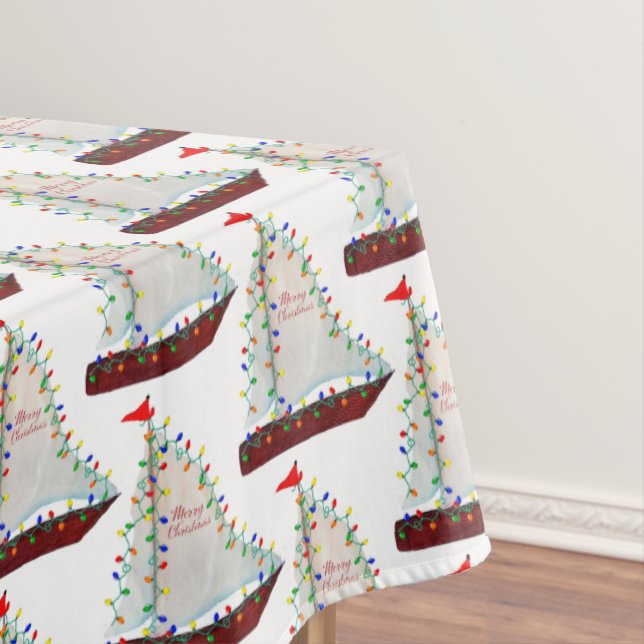 Nautical Sailboats with Holiday lights harbor boat Tischdecke (Beispiel)