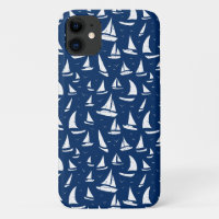 Nautical Sailing Ships Blue White Maritime Print