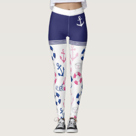 Nautical Sailor Anchor, Buoy and Bucket Hat Trendy Leggings