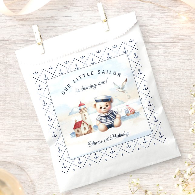 Nautical Sailor Niedlich Bären Sommer 1. Geburtsta Geschenktütchen (Nautical Sailor Cute Bear Summer 1st Birthday Favor Bag)