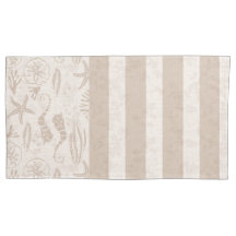 Nautical Sandy-Beige handGezeichnet Seepferd Strei